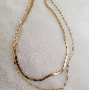 Double chain necklace/paper clip/ snake chain